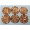 Image 2 : PURE COPPER ONE OUNCE ROUNDS LOT OF 6