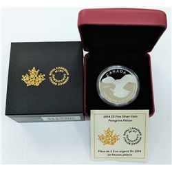 CANADA-2014  $5 SILVER PERIGRINE FALCON PROOF