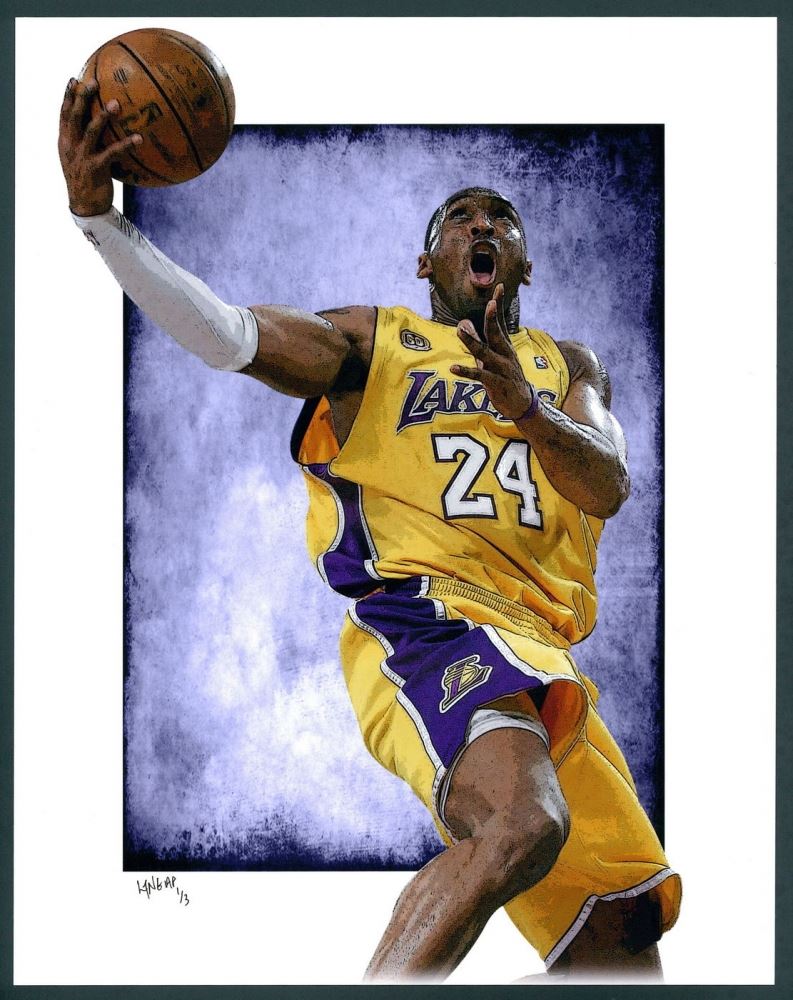 Kobe Bryant Lakers Limited Edition 11x14 Signed Art Print By Jeff Lang Artist Proof 3 3