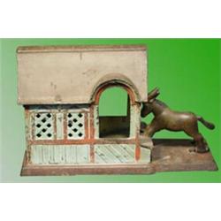 Cast Iron Mechanical Bank, Donkey/Dog in Stable, Original Paint, circa 1860…