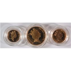 1987 UNITED KINGDOM RARE GOLD PROOF SET! 3-PIECES GOLD, ABOUT 1 OUNCE GOLD ALONE