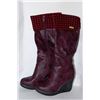 Image 1 : LADIES KNEE HIGH BURGUNDY W/ BLACK & RED ACCENT