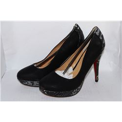 LADIES BLACK W/ SNAKE PRINT HIGH HEEL SIZE 10