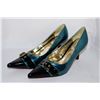 Image 1 : LADIES TURQUOISE/BLACK PATENT HIGH HEEL SIZE 8.5