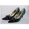 Image 1 : LADIES TURQUOISE/BLACK PATENT HIGH HEEL SIZE 6