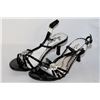 Image 1 : LADIES BLACK STRAPPED OPEN TOE 1.5" HIGH HEEL