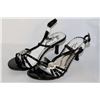 Image 1 : LADIES BLACK STRAPPED OPEN TOE 1.5" HIGH HEEL