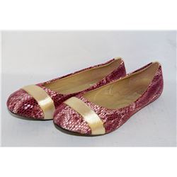 LADIES RED & SNAKE SKIN STYLE FLATS SIZE 7