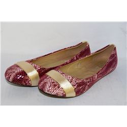 LADIES RED & SNAKE SKIN STYLE FLATS SIZE 7