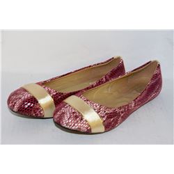 LADIES RED & SNAKE SKIN STYLE FLATS SIZE 8