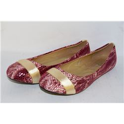 LADIES RED & SNAKE SKIN STYLE FLATS SIZE 8.5