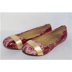 LADIES RED & SNAKE SKIN STYLE FLATS SIZE 9