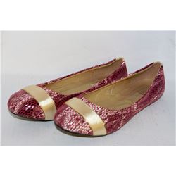 LADIES RED & SNAKE SKIN STYLE FLATS SIZE 9