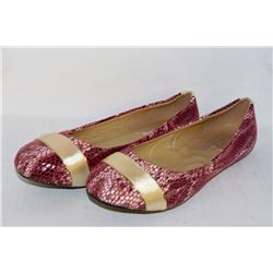 LADIES RED & SNAKE SKIN STYLE FLATS SIZE 10