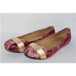LADIES RED & SNAKE SKIN STYLE FLATS SIZE 10