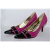 Image 1 : LADIES PINK & BLACK PATENT POINTY TOE HIGH HEEL
