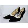 Image 1 : LADIES BLACK W/ GOLD POINTED TOE HIGH HEEL