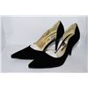 Image 1 : LADIES BLACK W/ GOLD POINTED TOE HIGH HEEL