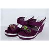 Image 1 : LADIES PURPLE & SILVER WEDGE HEEL SIZE 8.5