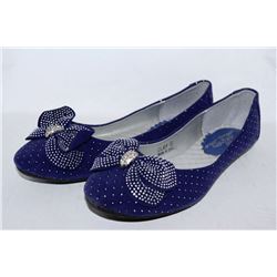 LADIES NAVY BLUE W/ BOW ACCENT FLATS SIZE 8