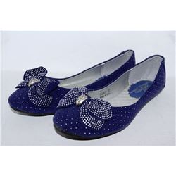 LADIES NAVY BLUE W/ BOW ACCENT FLATS SIZE 7