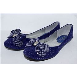 LADIES NAVY BLUE W/ BOW ACCENT FLATS SIZE 5.5