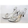 Image 1 : LADIES SILVER OPEN TOE HIGH HEELS SIZE 8