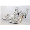 Image 1 : LADIES SILVER OPEN TOE HIGH HEELS SIZE 8.5