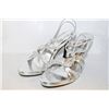Image 1 : LADIES SILVER OPEN TOE SLIP ON HIGH HEEL SIZE 9