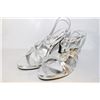 Image 1 : LADIES SILVER OPEN TOE SLIP ON HIGH HEEL SIZE 7