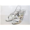 Image 1 : LADIES SILVER OPEN TOE SLIP ON HIGH HEEL SIZE 7.5