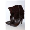Image 1 : LADIES BROWN SUEDE & LEATHER STYLE HIGH HEEL BOOT