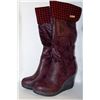 Image 1 : LADIES KNEE HIGH BURGANDY W/ RED & BLACK ACCENT