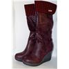 Image 1 : LADIES KNEE HIGH BURGANDY W/ RED & BLACK ACCENT
