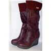 Image 1 : LADIES KNEE HIGH BURGANDY W/ RED & BLACK ACCENT