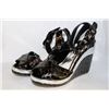 Image 1 : LADIES BLACK & SILVER SNAKE SKIN STYLE WEDGE HEEL