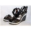 Image 1 : LADIES BLACK & SILVER SNAKE SKIN STYLE WEDGE HEEL