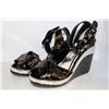 Image 1 : LADIES BLACK & SILVER SNAKE SKIN STYLE WEDGE HEEL