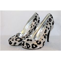 LADIES SILVER & LEOPARD PRINT 4.5" HIGH HEEL