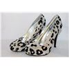Image 1 : LADIES SILVER & LEOPARD PRINT 4.5" HIGH HEEL