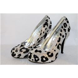 LADIES SILVER & LEOPARD PRINT 4.5" HIGH HEEL