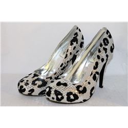 LADIES SILVER & LEOPARD PRINT 4.5" HIGH HEEL