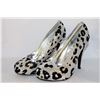 Image 1 : LADIES SILVER & LEOPARD PRINT 4.5" HIGH HEEL