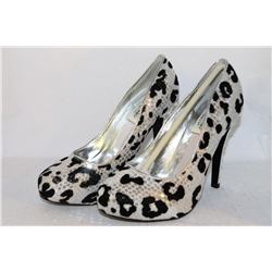 LADIES SILVER & LEOPARD PRINT 4.5" HIGH HEEL