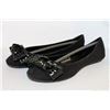 Image 1 : LADIES BLACK FLATS W/ WOVEN BOW ACCENT SIZE 5.5