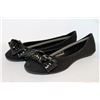 Image 1 : LADIES BLACK FLATS W/ WOVEN BOW ACCENT SIZE 6