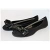 Image 1 : LADIES BLACK FLATS W/ WOVEN BOW ACCENT SIZE 6