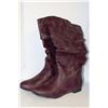 Image 1 : LADIES BURGANDY COWBOY STYLE BOOTS SIZE 9