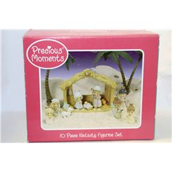 PRECIOUS MOMENTS 10 PCE NATIVITY FIGURINE SET