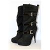 Image 1 : LADIES BLACK HIGH HEEL BOOTS WITH BUCKLE ACCENTS